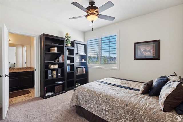 2892 W 2500 N, Clinton, UT 84015 - carpeted bedroom with ensuite bathroom and ceiling fan