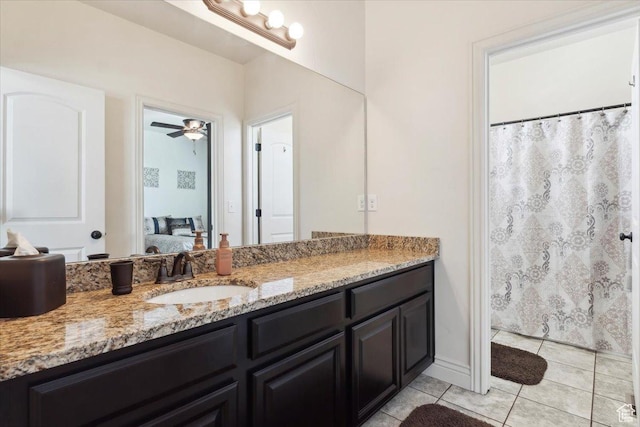 2892 W 2500 N, Clinton, UT 84015 - full bath with vanity, tile patterned floors, ensuite bath, and ceiling fan