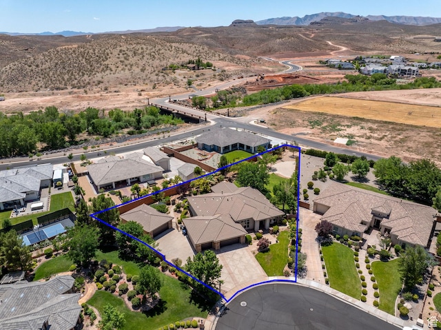 1285 Summerwood Cir, Santa Clara, UT 84765 - aerial view of residential area featuring a mountain backdrop and property boundaries highlighted
