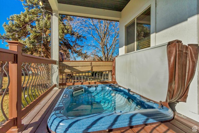 338 S Holdaway Rd, Vineyard, UT 84059 - wooden terrace with a covered hot tub