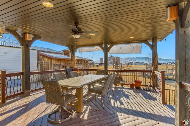 338 S Holdaway Rd, Vineyard, UT 84059 - wooden terrace featuring outdoor dining space and a ceiling fan