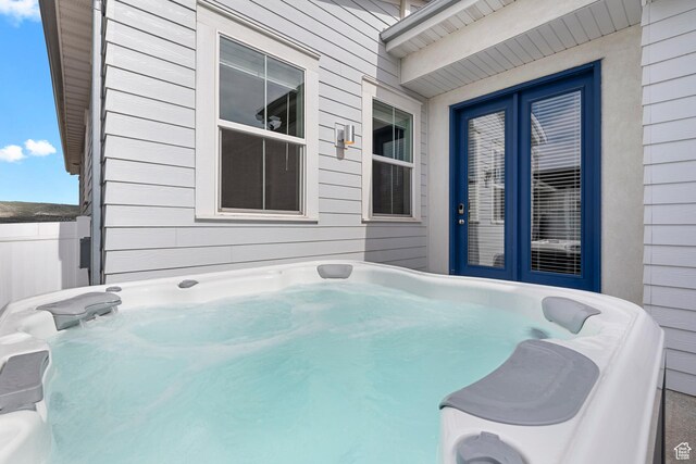 6691 Woods Rose Dr Unit 45, Park City, UT 84098 - view of patio with a hot tub and french doors