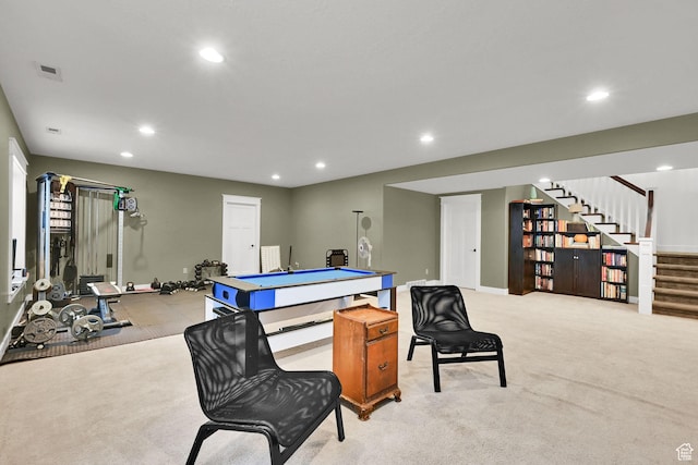 514 Rigby Rd, Farmington, UT 84025 - game room featuring light carpet, recessed lighting, and billiards