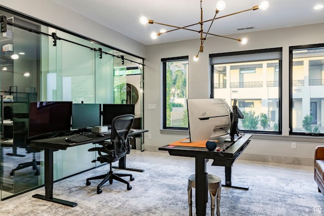 1621 E Box Elder Cir, Alpine, UT 84004 - office with healthy amount of natural light and a chandelier