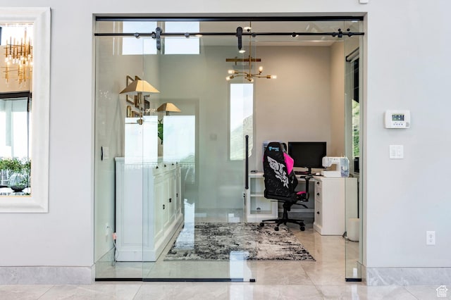 1621 E Box Elder Cir, Alpine, UT 84004 - office featuring a chandelier