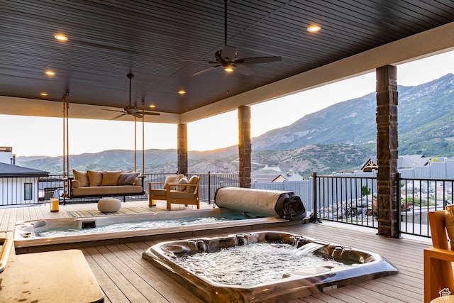 1621 E Box Elder Cir, Alpine, UT 84004 - deck featuring a ceiling fan and a mountain view