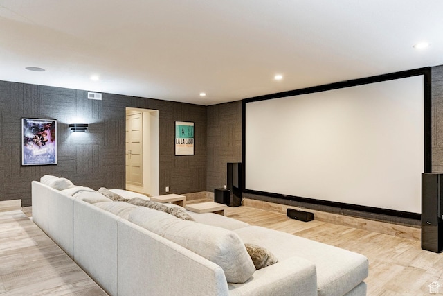 1621 E Box Elder Cir, Alpine, UT 84004 - home theater room with light wood-style flooring and recessed lighting