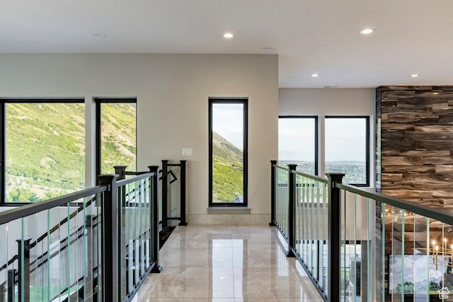 1621 E Box Elder Cir, Alpine, UT 84004 - corridor featuring recessed lighting, an upstairs landing, and light marble finish floors