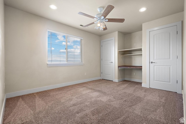 9096 N Canyon Rd, Cedar Hills, UT 84062 - unfurnished bedroom with carpet flooring, recessed lighting, a closet, and ceiling fan