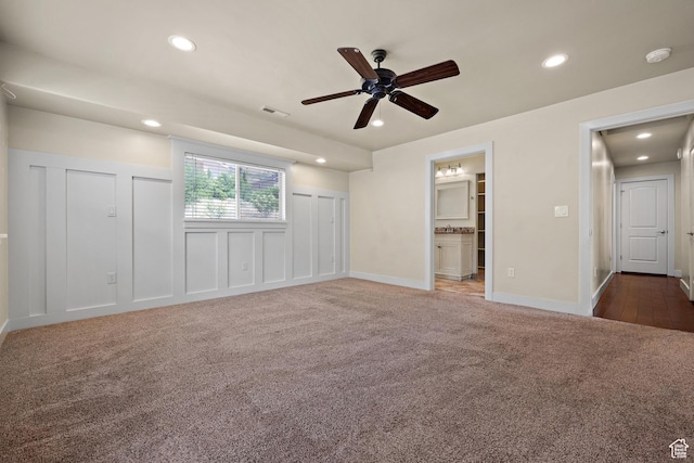 9096 N Canyon Rd, Cedar Hills, UT 84062 - unfurnished bedroom with carpet flooring, recessed lighting, ensuite bath, and a ceiling fan