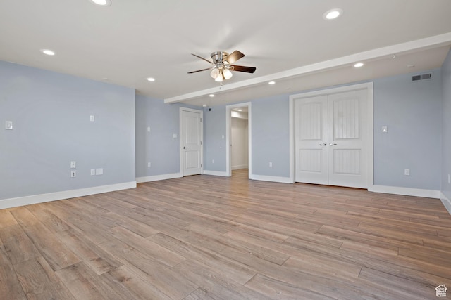 9096 N Canyon Rd, Cedar Hills, UT 84062 - unfurnished bedroom with recessed lighting, light wood finished floors, and ceiling fan