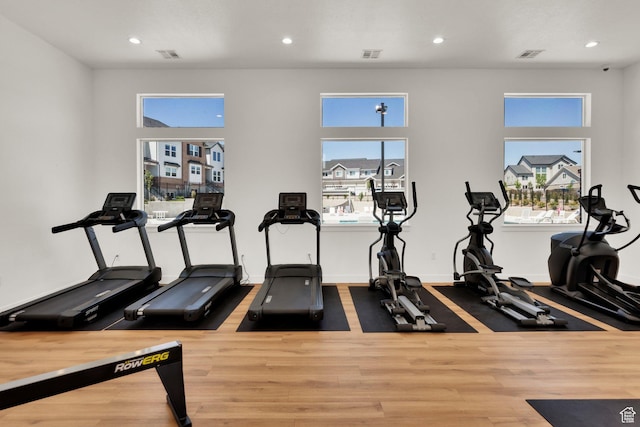 3811 W 1530 N Unit 202, Lehi, UT 84043 - exercise room with recessed lighting and wood finished floors