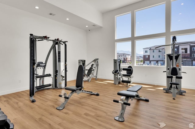 3811 W 1530 N Unit 202, Lehi, UT 84043 - workout area featuring wood finished floors and recessed lighting