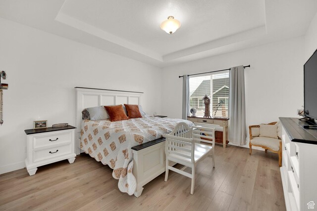 4655 N Ibapah St, Eagle Mountain, UT 84005 - bedroom with a tray ceiling and light wood finished floors