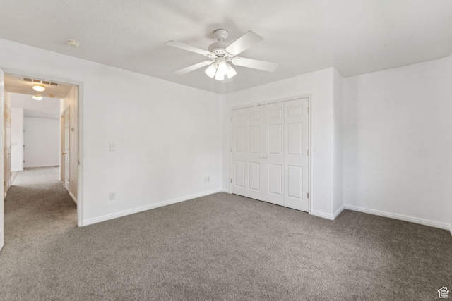 827 S 1030 W, Richfield, UT 84701 - unfurnished bedroom featuring carpet, a closet, and ceiling fan