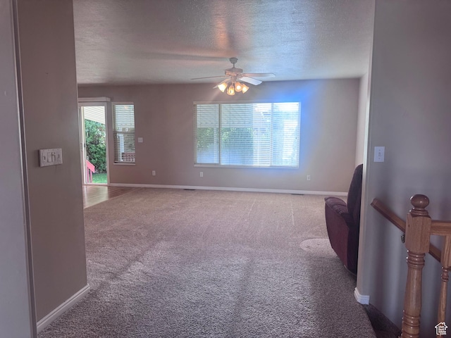 1730 N 350 W, North Ogden, UT 84414 - unfurnished room featuring plenty of natural light, a textured ceiling, carpet flooring, and ceiling fan