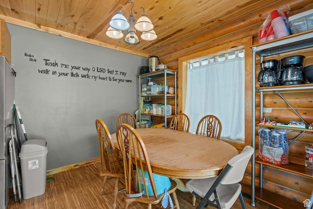 265 S 400 E, Centerfield, UT 84622 - dining space with a chandelier, wooden ceiling, and wood finished floors