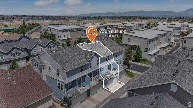 5124 W Stockfield Ln, Herriman, UT 84096 - aerial perspective of suburban area featuring a mountainous background