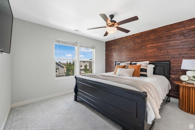 5124 W Stockfield Ln, Herriman, UT 84096 - carpeted bedroom featuring a ceiling fan and wood walls