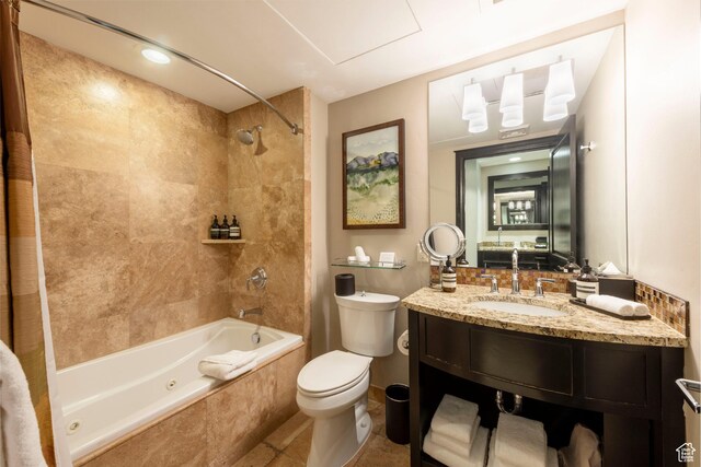 2100 W Frostwood Blvd Unit 4175, Park City, UT 84098 - bathroom with a combined bath / shower with jetted tub, vanity, and tile patterned floors