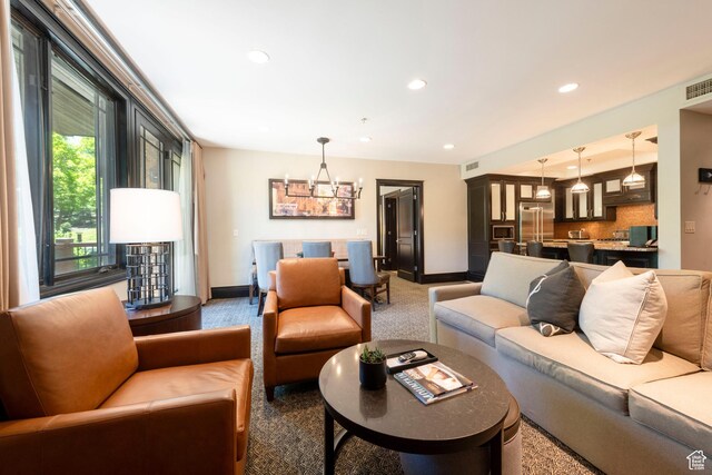 2100 W Frostwood Blvd Unit 4175, Park City, UT 84098 - carpeted living area featuring a chandelier and recessed lighting