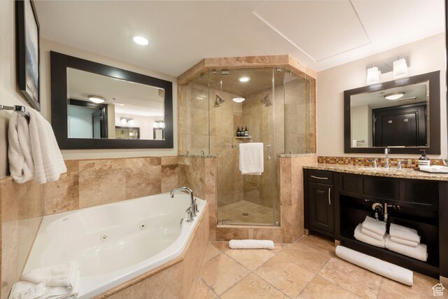 2100 W Frostwood Blvd Unit 4175, Park City, UT 84098 - bathroom with a tub with jets, a shower stall, and vanity