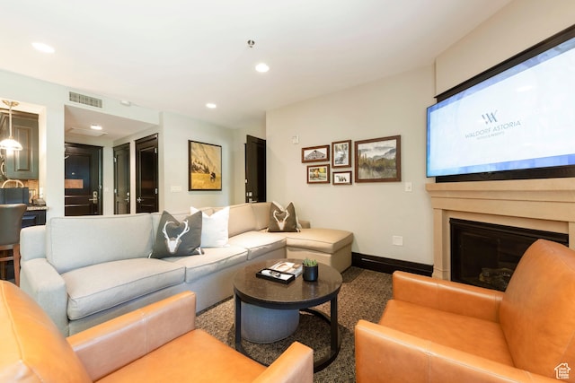 2100 W Frostwood Blvd Unit 4175, Park City, UT 84098 - living room with recessed lighting and a glass covered fireplace