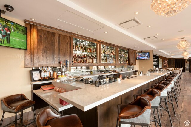2100 W Frostwood Blvd Unit 4175, Park City, UT 84098 - community bar area featuring hardwood / wood-style flooring, recessed lighting, and a chandelier