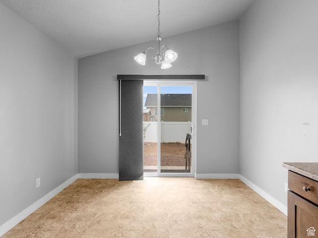 517 E 1140 S, Roosevelt, UT 84066 - unfurnished dining area with a chandelier and vaulted ceiling