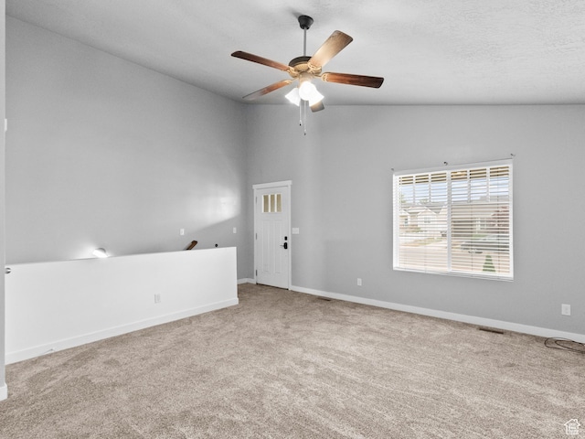 517 E 1140 S, Roosevelt, UT 84066 - spare room with carpet floors, ceiling fan, and vaulted ceiling