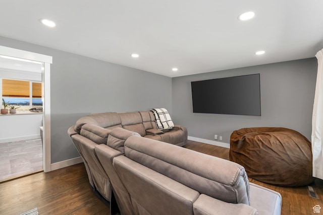 1901 W Kirkham Way S, Taylorsville, UT 84129 - living area featuring recessed lighting and dark wood-style floors