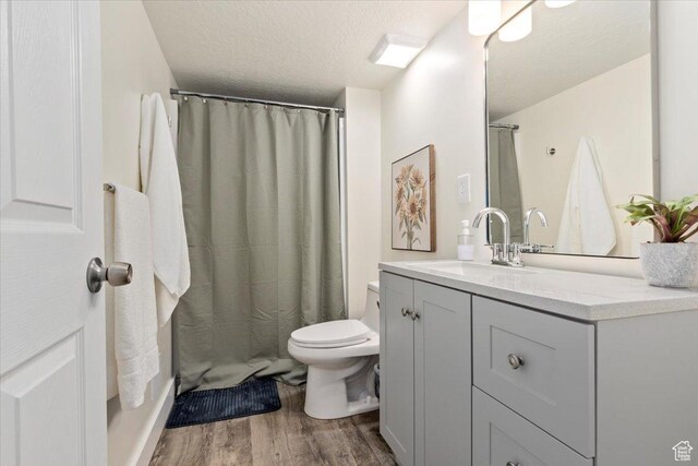 1025 N Apple Seed Ln, Santaquin, UT 84655 - full bath featuring wood finished floors, vanity, a shower with shower curtain, and a textured ceiling
