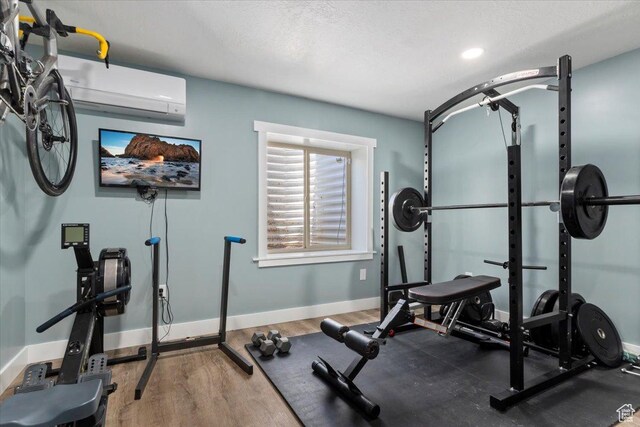 1025 N Apple Seed Ln, Santaquin, UT 84655 - exercise room with a wall mounted AC and wood finished floors