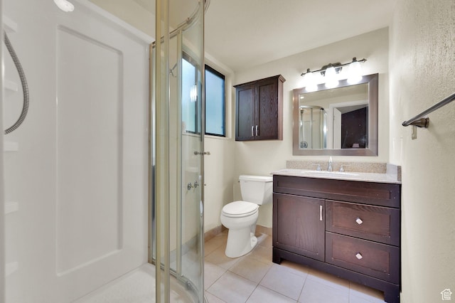 1623 E Spring Run Dr, Holladay, UT 84117 - bathroom with a shower stall, vanity, and tile patterned floors