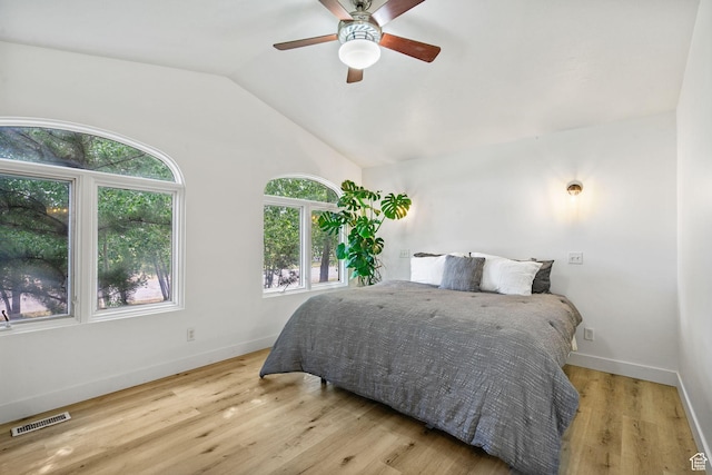 4212 N Majors St E, Eagle Mountain, UT 84005 - bedroom with lofted ceiling, wood finished floors, and a ceiling fan