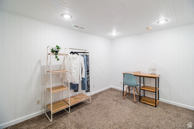 1536 N 150 W, Bountiful, UT 84010 - miscellaneous room featuring carpet, wood ceiling, and an office area