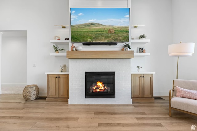 10243 S Dial Ct, South Jordan, UT 84009 - living area with a fireplace and light wood-type flooring