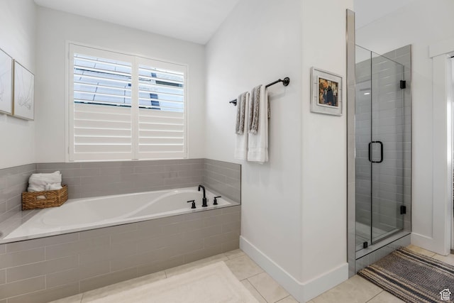10243 S Dial Ct, South Jordan, UT 84009 - bathroom with a bath, a shower stall, and tile patterned floors