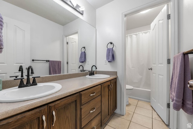 10314 S 3970 W, South Jordan, UT 84009 - full bath with double vanity, tile patterned flooring, and shower / tub combo with curtain