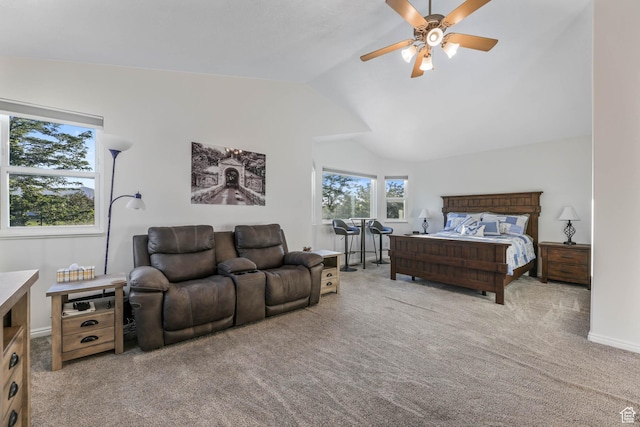 10314 S 3970 W, South Jordan, UT 84009 - bedroom with carpet floors, lofted ceiling, and a ceiling fan