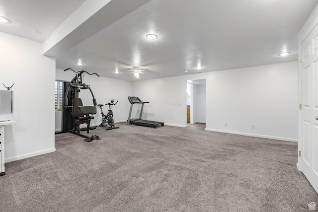 10314 S 3970 W, South Jordan, UT 84009 - workout room with a ceiling fan, carpet, and recessed lighting