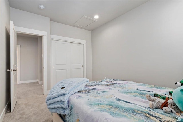 12140 S Galena Grove Way W, Draper, UT 84020 - bedroom with light colored carpet, attic access, and a closet