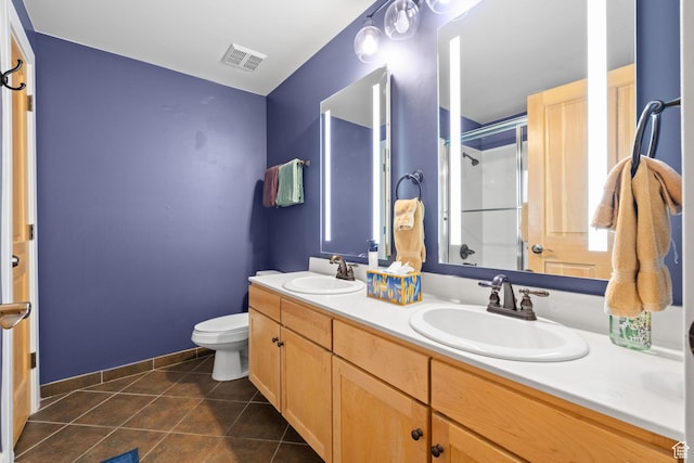6785 N 2200 W Unit 207, Park City, UT 84098 - bathroom featuring an enclosed shower, double vanity, and tile patterned flooring