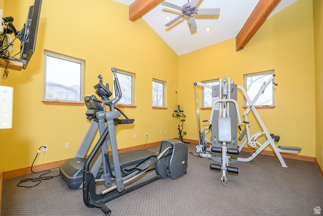 6785 N 2200 W Unit 207, Park City, UT 84098 - exercise area featuring high vaulted ceiling and ceiling fan