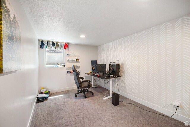 2500 E Simpson Ave S, Salt Lake City, UT 84109 - office space with wallpapered walls, carpet floors, and a textured ceiling