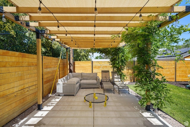 2500 E Simpson Ave S, Salt Lake City, UT 84109 - fenced backyard with a pergola, an outdoor hangout area, and a patio area