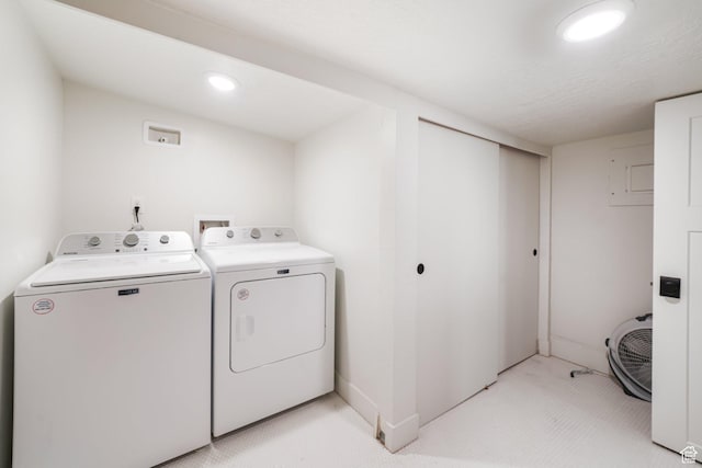2500 E Simpson Ave S, Salt Lake City, UT 84109 - laundry room with separate washer and dryer, light carpet, and recessed lighting