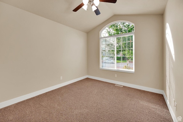 356 Warley Way, Stansbury Park, UT 84074 - carpeted spare room featuring a ceiling fan and lofted ceiling