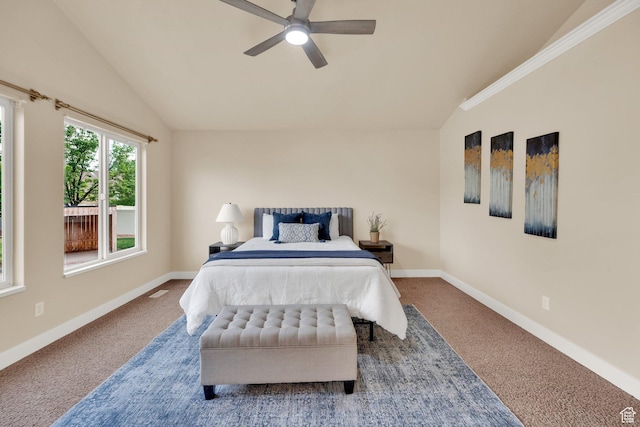 356 Warley Way, Stansbury Park, UT 84074 - bedroom with vaulted ceiling, carpet, and ceiling fan