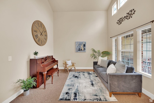 356 Warley Way, Stansbury Park, UT 84074 - living area featuring carpet and a high ceiling